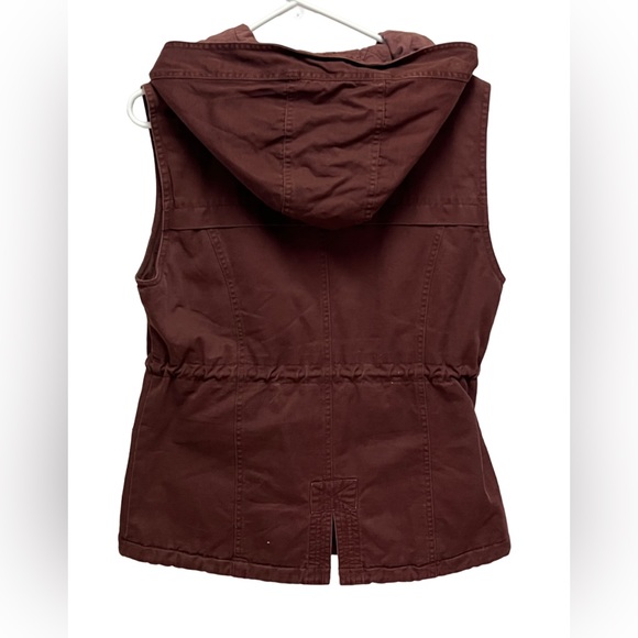 Laju Los Angeles hooded utility vest drawstring waist wine women’s Medium - Picture 5 of 7